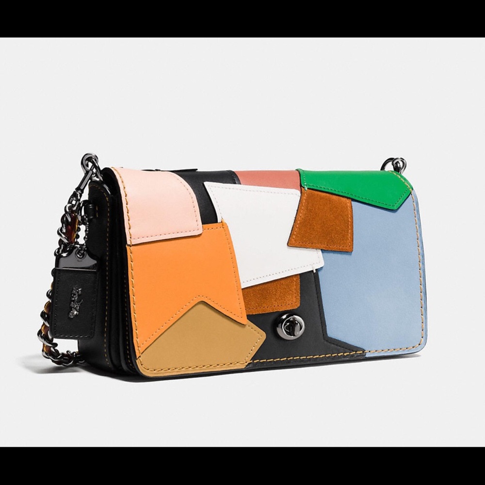 Rare Leather Coach Black Dinky Patchwork Crossbody